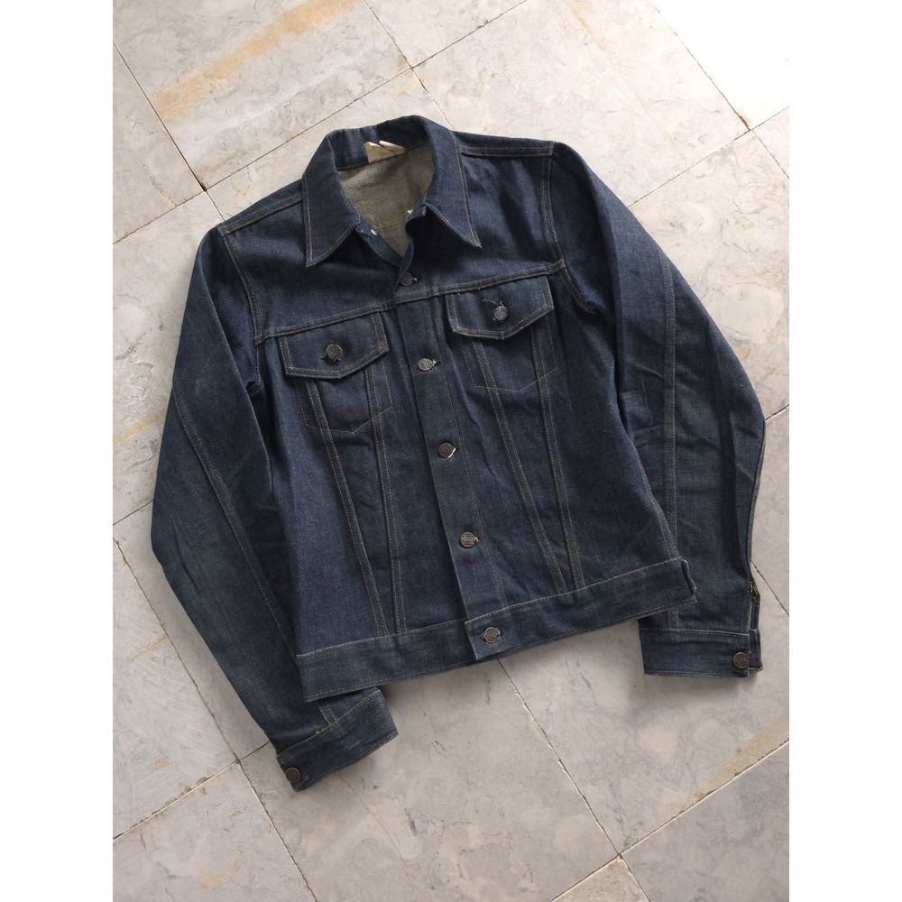 Vintage 1970s JCPENNEY Raw Denim‎ Dark Wash Jean Jacket Trucker Style M